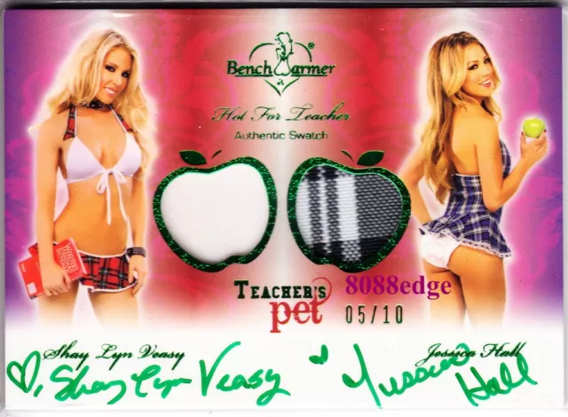 2011 Benchwarmer Pet Swatch Auto: Shay Lyn Veasy + Jessica Hall #5/10 Autograph
