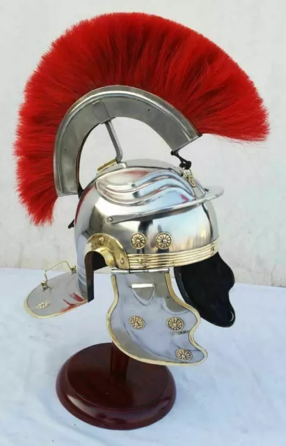 Armor Centurion Roman Medieval Helmet with Red Color Plume Adult Size Helmet SCA