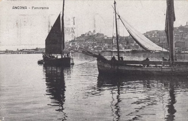 Cartolina +1 Ancona Marche Panorama Formato Piccolo Barche A Vela Viaggiata 1926