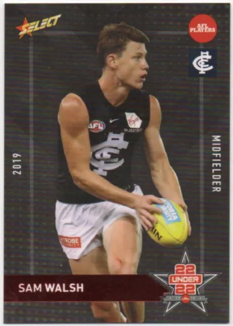 2019 AFL AFLPA MVP AWARDS [BEST 22 UNDER 22] CARD- Sam WALSH (CARLTON) Ltd