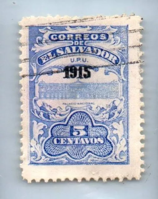 1915 EL SALVADOR Stamp - Palace, Overprint "1915" 5c SC#416 1811C