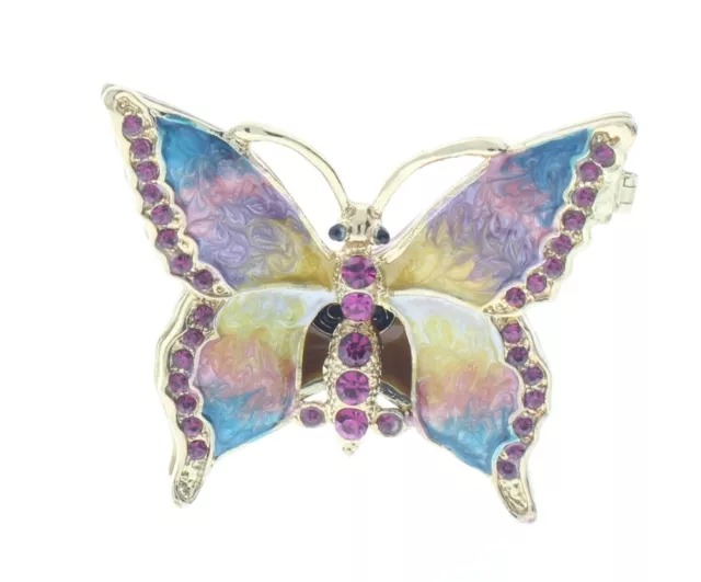 Jeweled Rainbow Butterfly Insect Crystal Ciel Hinged Collectible Trinket Box