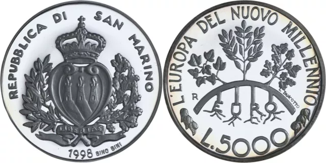 San Marino: 5000 Lire silver 1998 (Europe In The New Millennium) - Proof