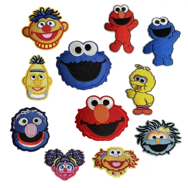 11PCS Embroidered Sesame street Elmo Cookie Monster Abby Iron On Sew On Patch