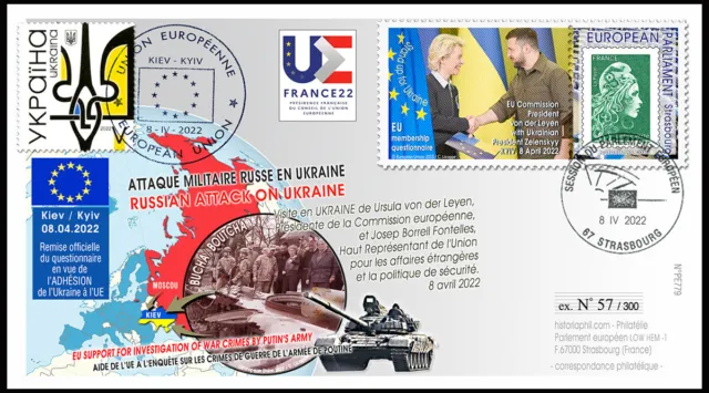 PE779 FDC VON DER LEYEN - ZELENSKY adhésion UKRAINE UE - Crimes de guerre BUCHA