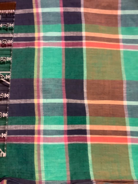 Madras like colored fabric. 36 by 60 inch,