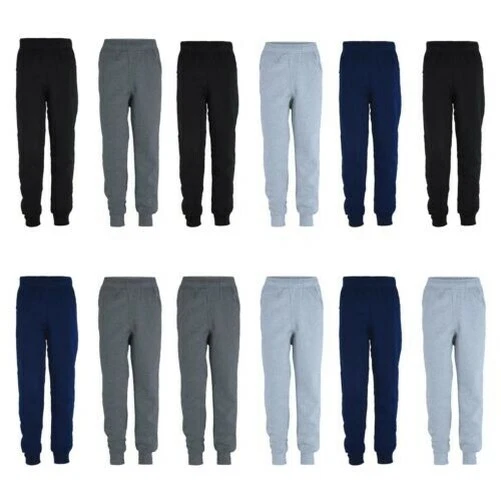 Bambini Tinta Unita Pantaloni Ragazzi Tuta Pile Fascio (Confezione Di 2)
