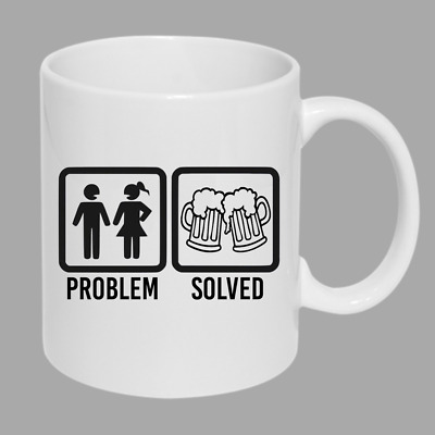 Beer Problem Solved Funny Mug Rude Humour Joke Present Novelty Gift Cup Mug