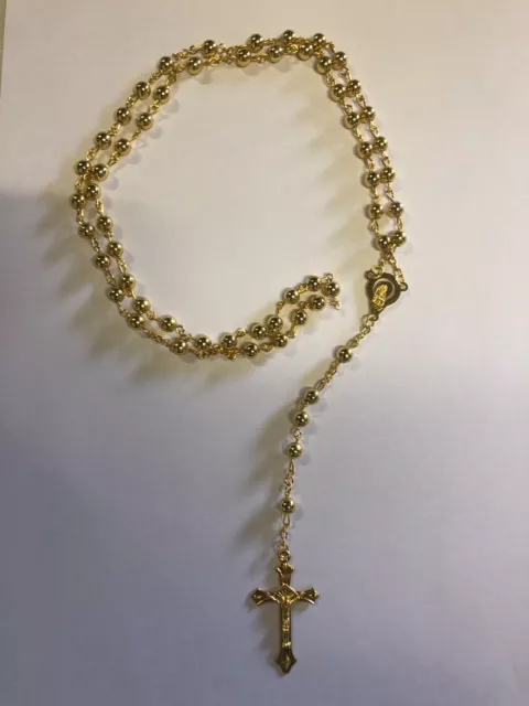 Gold Plated Rosary Beads Necklace in Gift Box