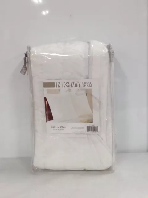 Ink & Ivy Camila Euro Sham, 26 x 26", Un-used In Package, Ivory White 711AW