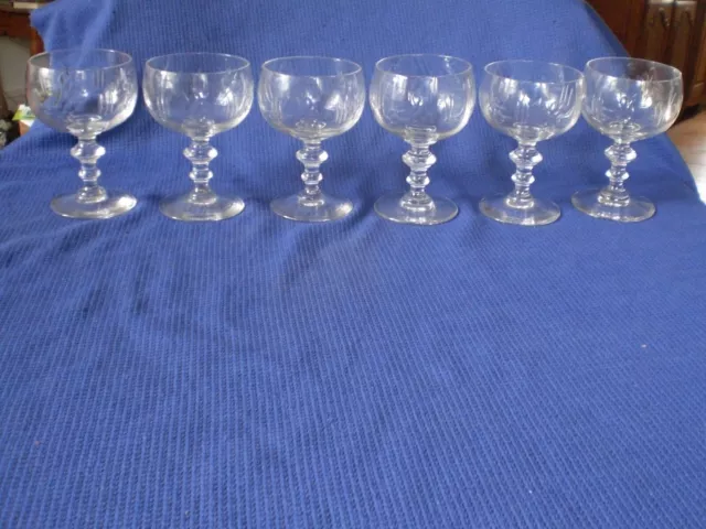 6  Beau Verres Souffler Taille Forme Ballon A Eau A Vin  Ancien