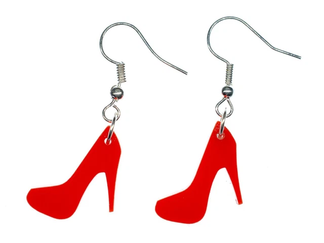 Pumps Ohrringe Miniblings Hänger Schuhe Highheels Fashion Frau Acrylglas rot