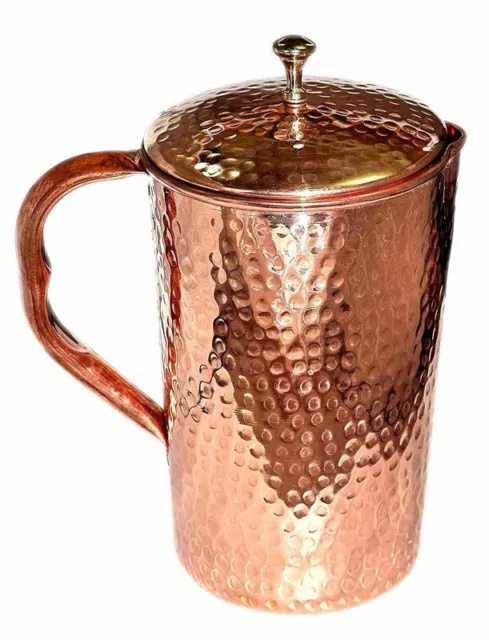 Hammered Pure Copper Water Jug Pitcher Pot Handmade Drinking Ayurveda Benefits