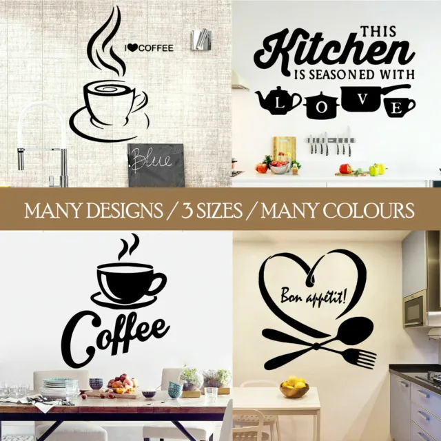 Wall Art Kitchen Coffee Vinyl Sticker Quote Mural Home Kitchen Decal Décor DIY