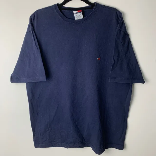 Vintage TOMMY HILFIGER Navy Blue Short Sleeve T Shirt Men's Size Large L
