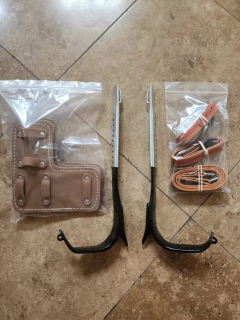 Tree Climbing Spike Set Pole Spurs Climber Adjustable Long Graffs Open box S11