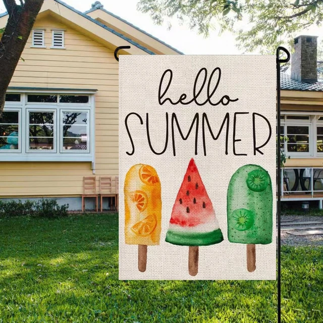 Summer Pattern Flag Linen Double Sided Decoration Garden Flag