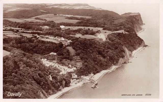 Clovelly Aerial View - Dated 1951 ~ An Old Real Photo Postcard #231015