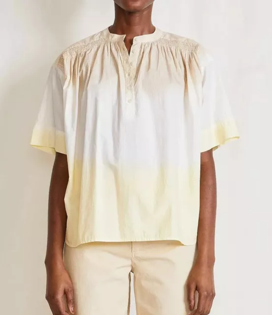APIECE APART NWT $245 Shirred Soft Dip Dye V Neck Short Sleeve Mission Top M