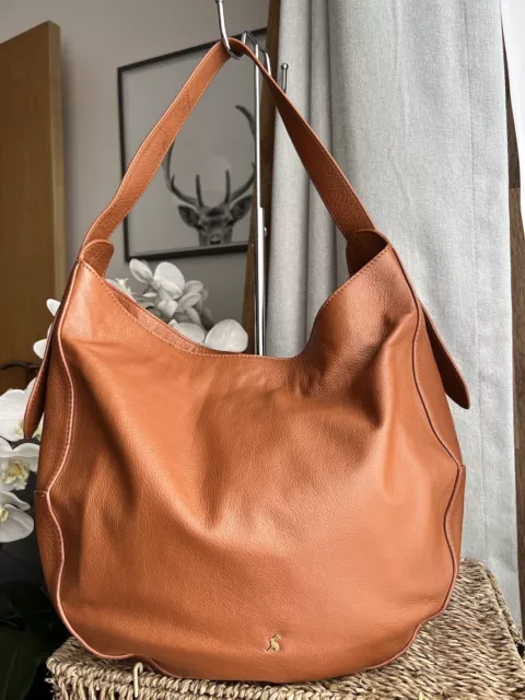 JOULES Hatton Tan Leather Hobo Shoulder Bag Everyday Bucket Handbag RRP 99.95