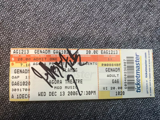 In Flames Tour Ticket Stub Signed By Jeff Fultz Bass Seemless Killswitch Engage