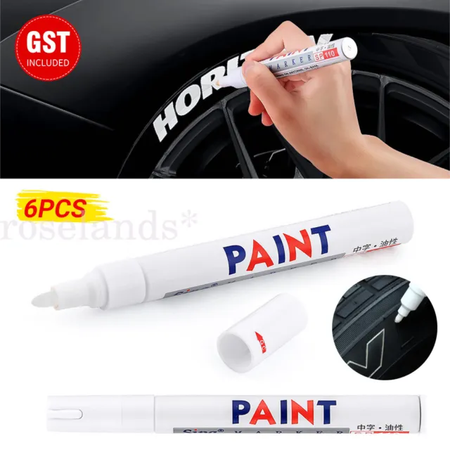 6x Waterproof Tread White Car Paint Tyre Cool Tire Pen Marker Marking Motorcycle