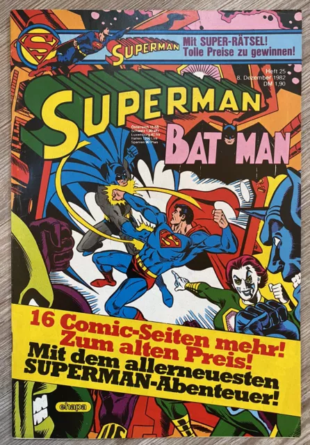 Superman / Batman 1982 Nr. 25 - schöner Zustand - inkl. SM + Beilage