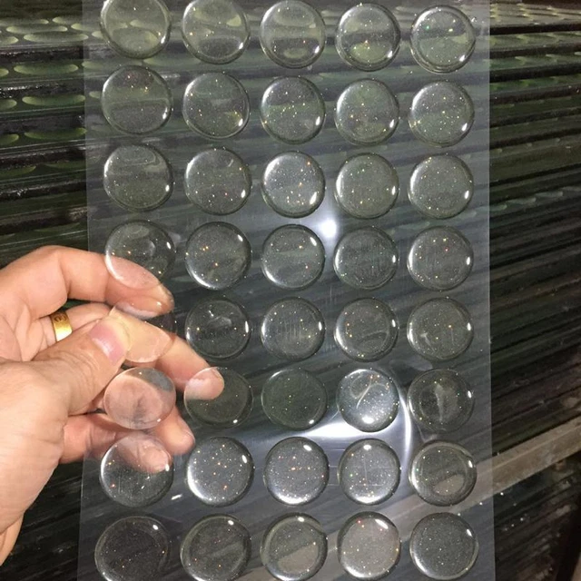 100 pegatinas de tapa de botella de círculos adhesivos epoxi 3D redondos transparentes/flash