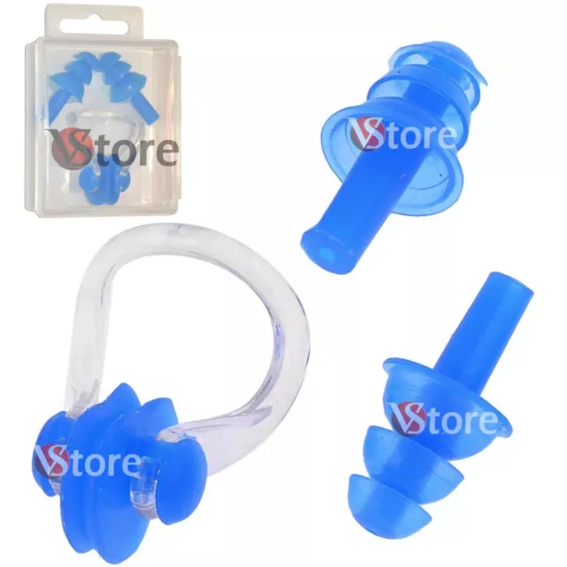 Tappi Orecchie Clip Naso Silicone Gel Nuoto Protezione Acqua Piscina Mare