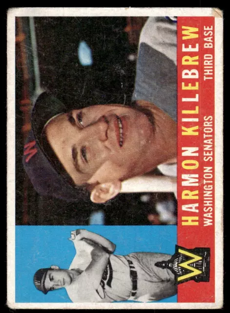 1960 Topps Harmon Killebrew 210 Vg Baseball Washington Senators