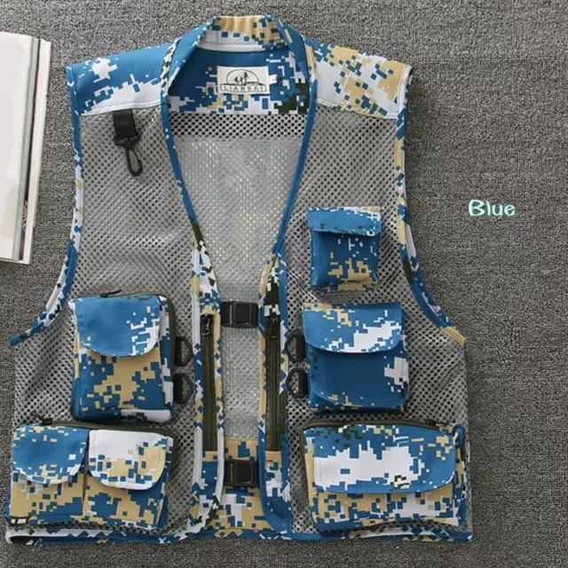 Mens Mesh Fishing Waistcoat Camo Gilet Outdoor Hunting Hiking Vest Summer 2