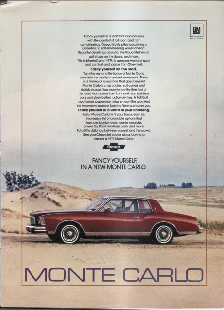 CHEVROLET MONTE CARLO GM 1979 Automobile Magazine Print Advertisement