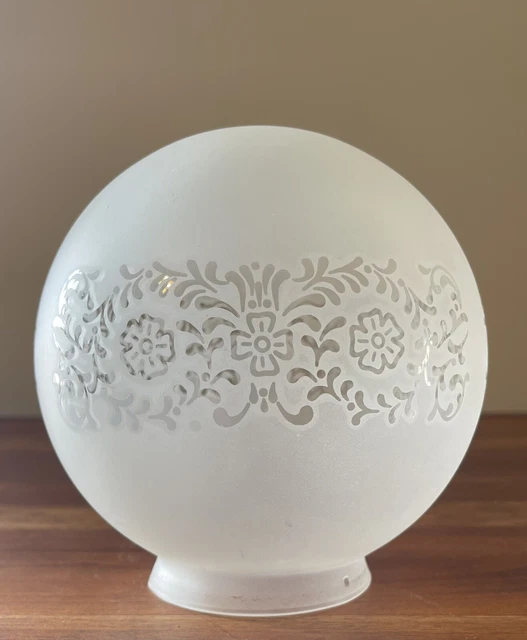 Vintage Floral Frosted Acid Etched Glass Ball Globe Lamp Light Chandelier