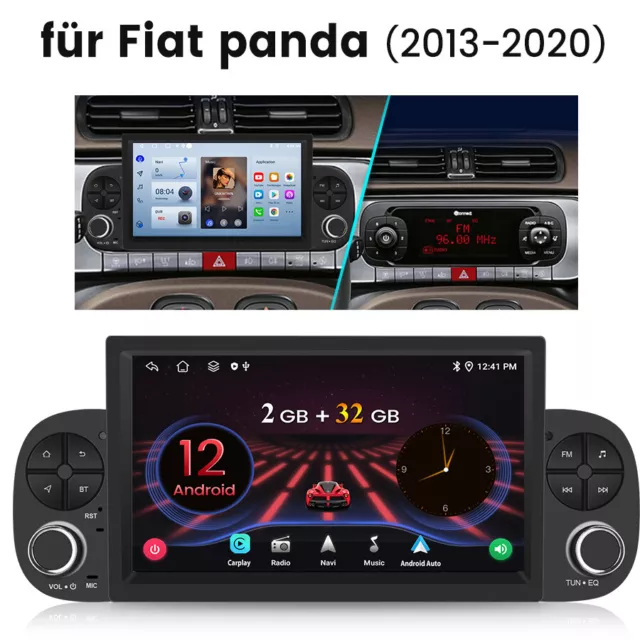 6.2" Carplay Android 12 Autoradio mit GPS Navi Hifi RDS Für FIAT PANDA 2013-2020