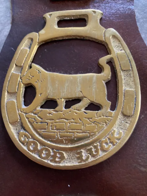 Horse Brass -cat - Good Luck