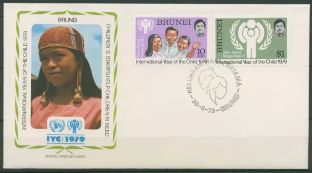 Brunei 1979 Jahr des Kindes 227/28 auf Brief gestempelt (X99845)