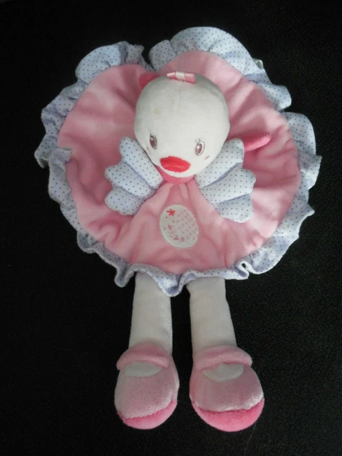 doudou plat rond oiseau rose mauve NICOTOY