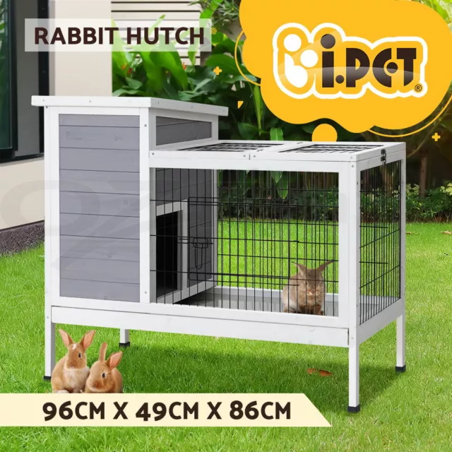 i.Pet Rabbit Hutch Chicken Coop Large Run Wooden Outdoor Bunny Pet Cage House