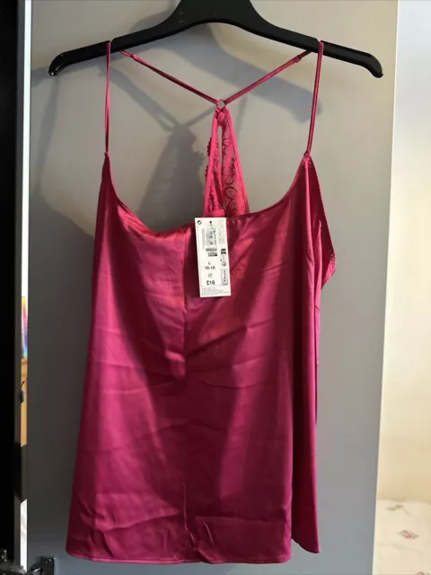 M&S Pink Cami Top Size Large 16-18 Boutique Cerise New With Tag