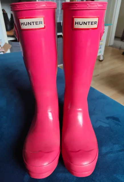 HUNTER WELLIES KIDS ORIGINAL Tall Bright Pink Wellingtons UK Size 1
