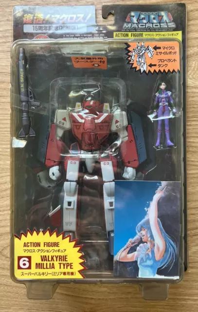 Macross Action Figure 6 VF-1J Super VALKYRIE MILLIA TYPE. New Damaged Packaging.
