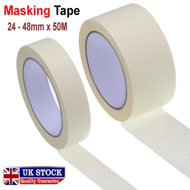 General Masking Tape 24mm - 48mm X 50m Diy Craft Painter Easy Tear Painting UK