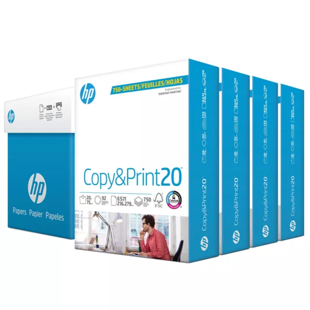 Printer Paper, Copy & Print 20lb, 8.5x11, 4 Bulk Packs, White, 3000 Sheets