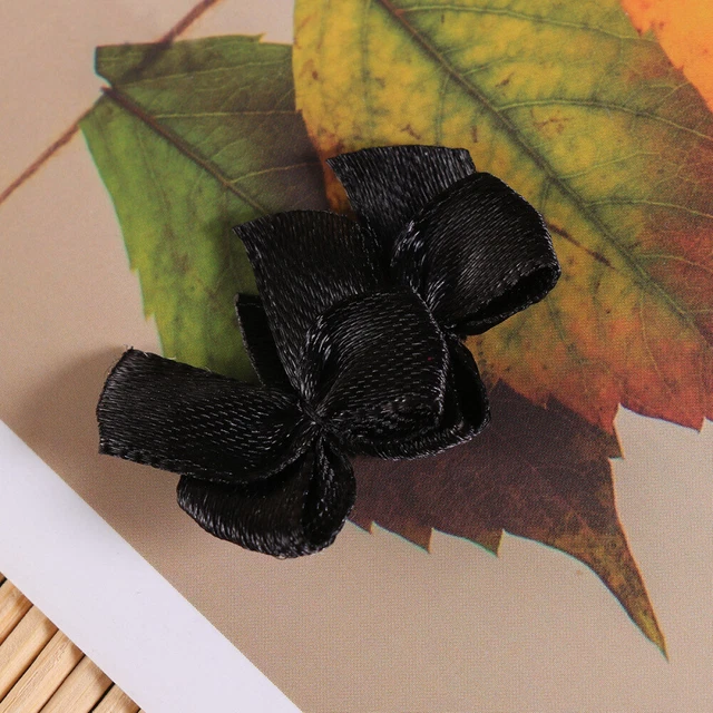 100 Pcs Decorations Attach Black Bows Girl Hair Bows Applique 5