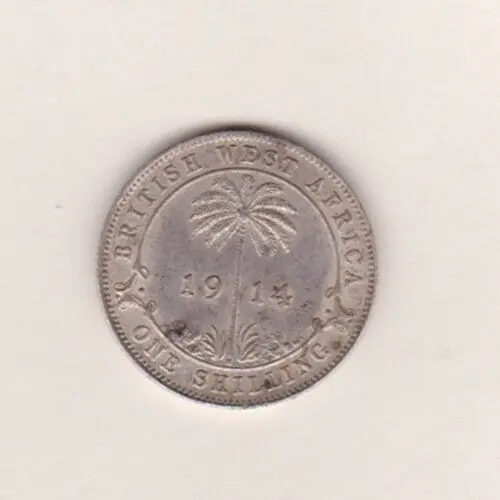 1914H British West Africa Silver Shilling Coin In Good Very Fine + Condition.