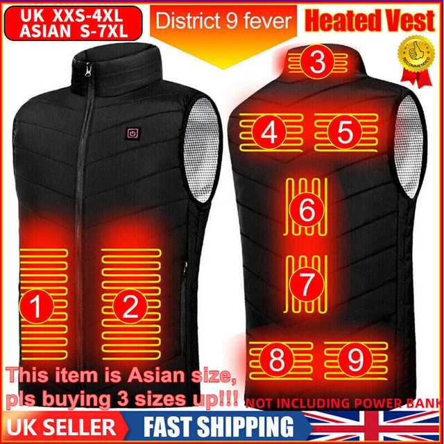 Electric Heated Jacket Vest Warm Up USB Heating Pad Cloth Body Warmer Outerwear