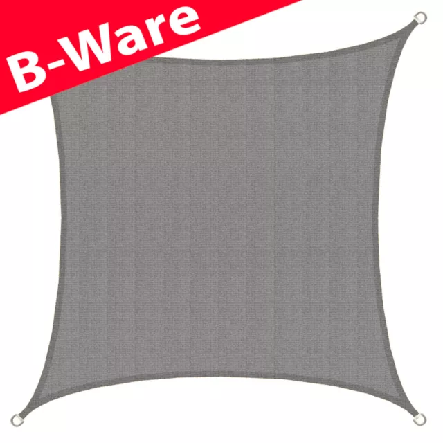 B-Ware UV Sonnensegel 3x3 HDPE Quadratisch Sonnenschutz  Garten Balkon Grau