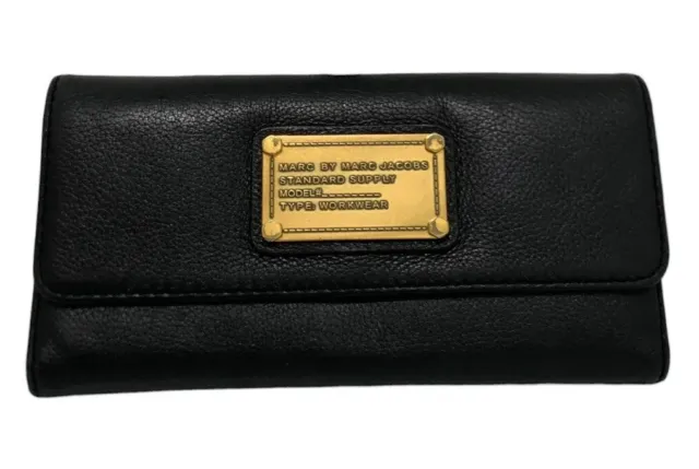 Marc by Marc Jacobs Trifold Black Leather Long Wallet