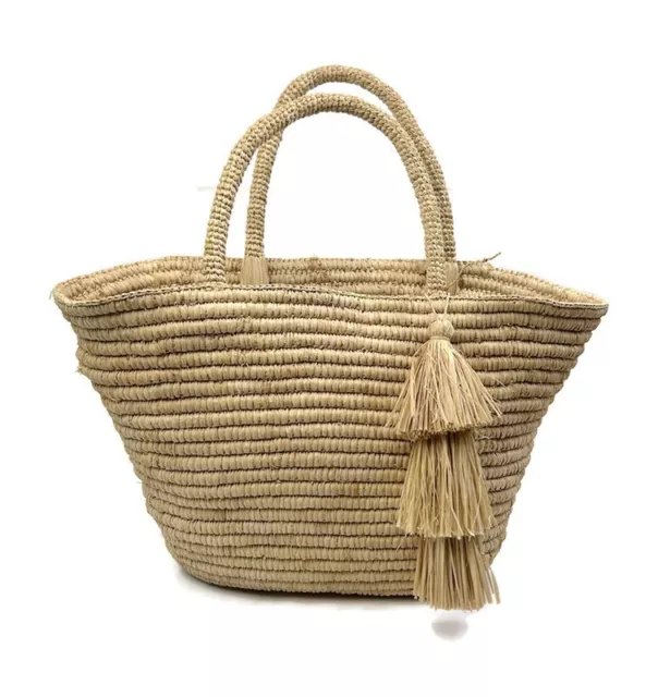 MAR Y SOL Juliana Raffia Open Tote Tassel Beach Vacation Bag