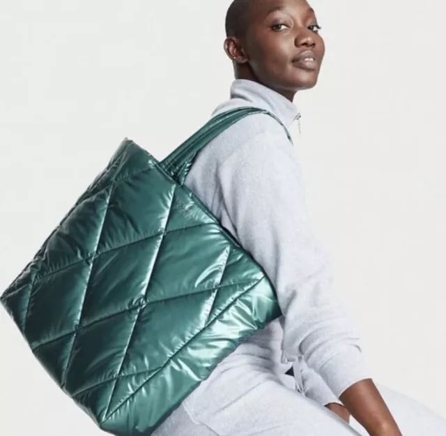$59 Brand New Victoria’s Secret Quilted Puffer Tote Bag in Teal!